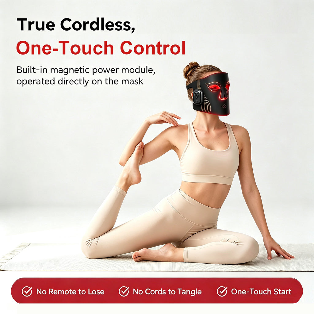 Morfone Red Light Therapy Mask for Face, Wireless LED Face Mask, 4 Modes Red Light Mask with 660nm & 850nm, Portable Facial Skincare Mask for Home Travel