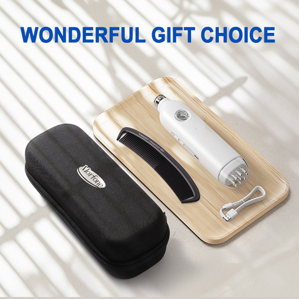 Morfone 3 in 1 Dual Head Electric Minoxidil Applicator and Scalp Massager Brush for Hair Growth, White