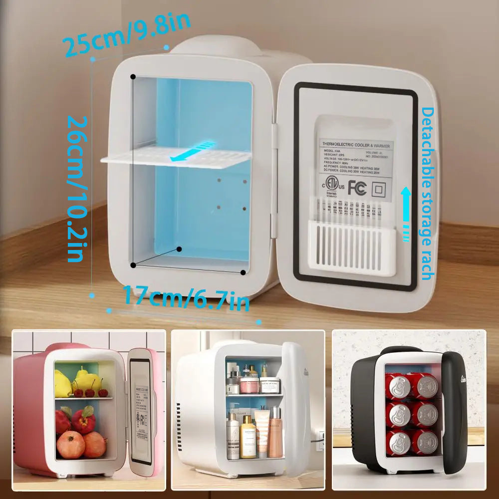 Morfone 4L/6 Can Skincare Mini Fridge Rapid Cooling Cooler & Warmer White