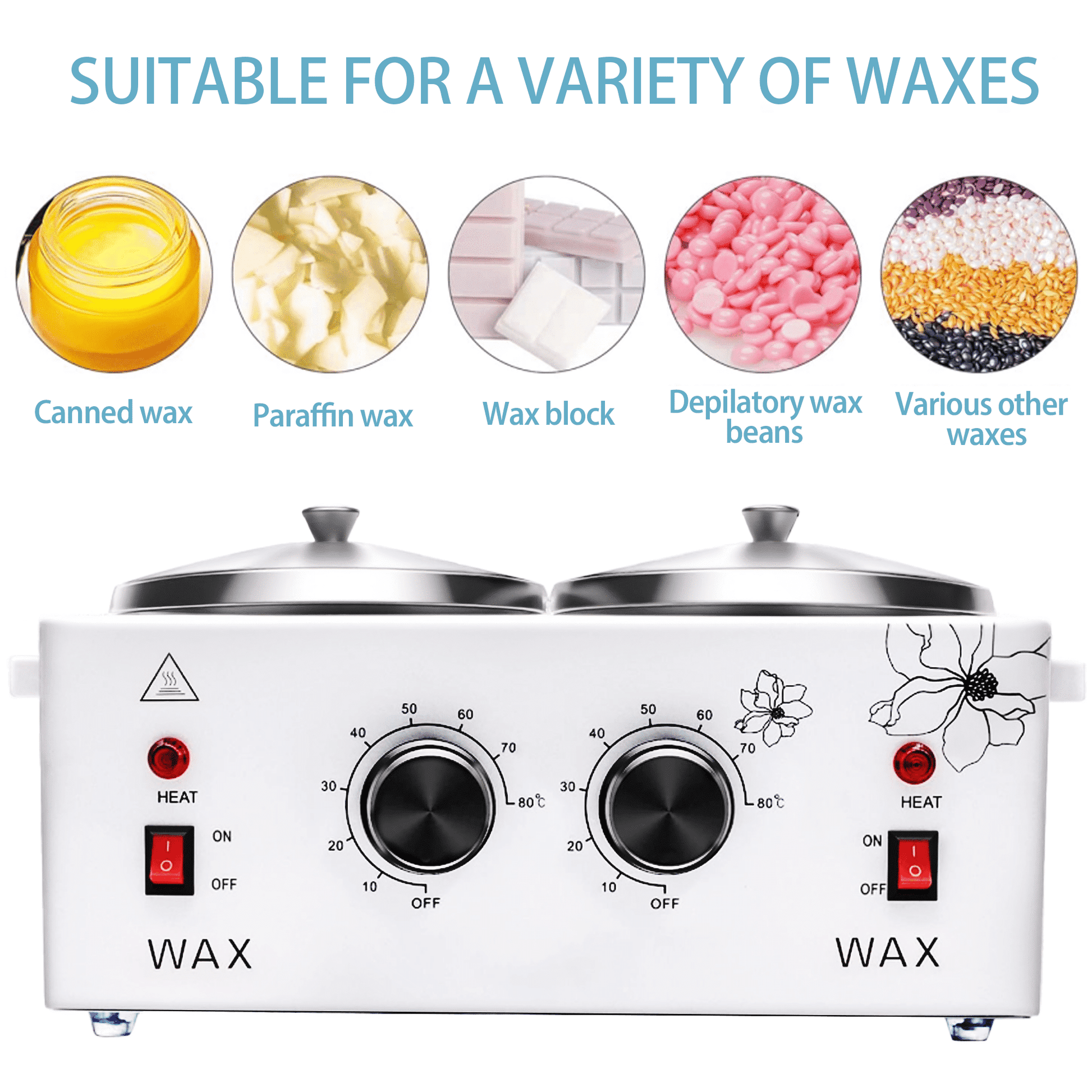 Morfone Wax Warmer for Hair Removal, Professional Waxing Kit for Women, Single Pot Wax Heater with Adjustable Temperature (White)