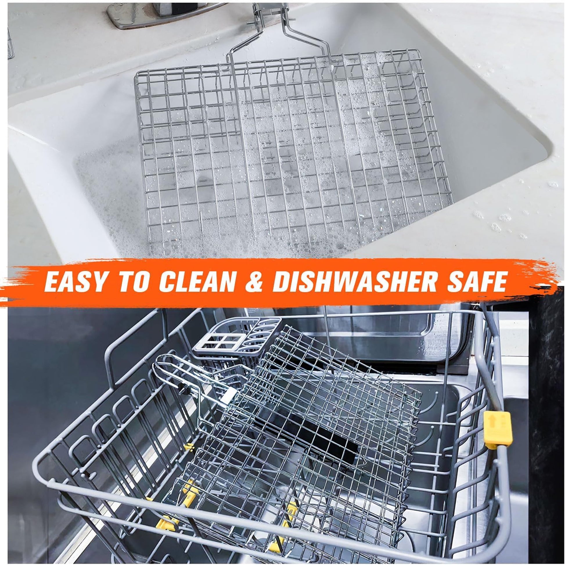 ACMETOP Grill Baskets for Outdoor Grill, Stainless Steel Large Folding Grilling Baskets with Detachable Handle, Grilling Accessories for Fish, Shrimp, Vegetables