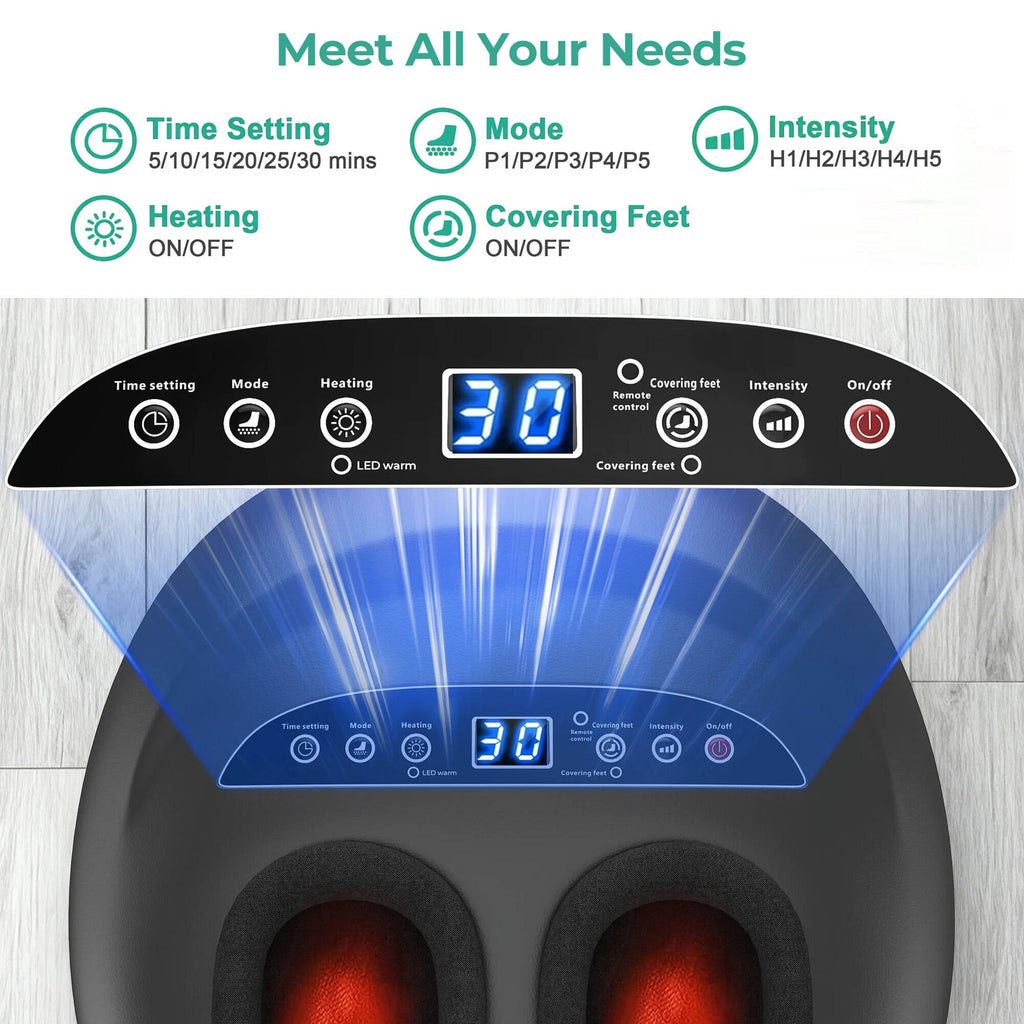 Morfone Foot Massager Machine with Heat, Shiatsu Deep Kneading Foot Massager with Remote, 5 Massage Modes, Christmas Gifts for Women Men
