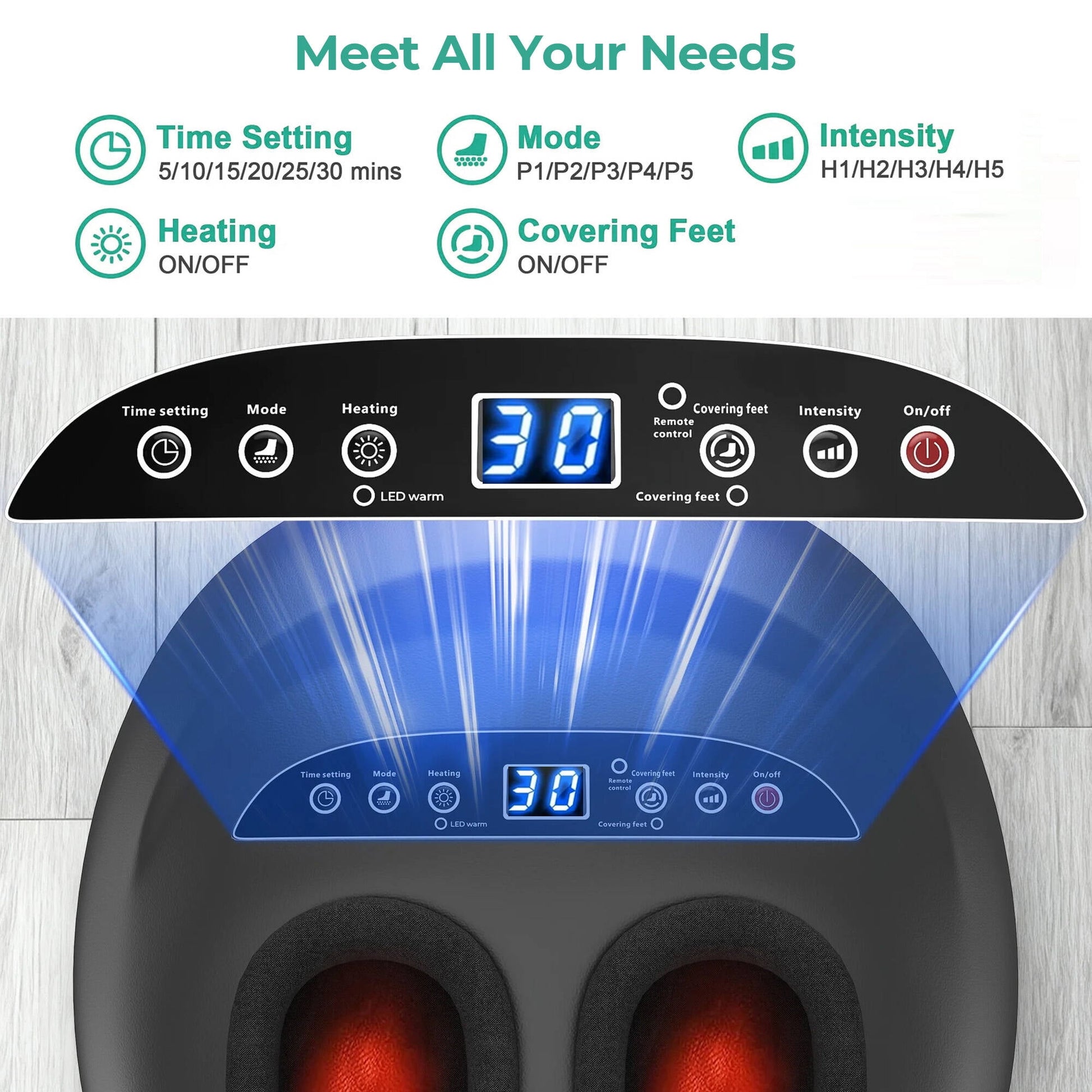 Morfone Foot Massager Machine with Heat, Shiatsu Deep Kneading Foot Massager with Remote, 5 Massage Modes, Christmas Gifts for Women Men