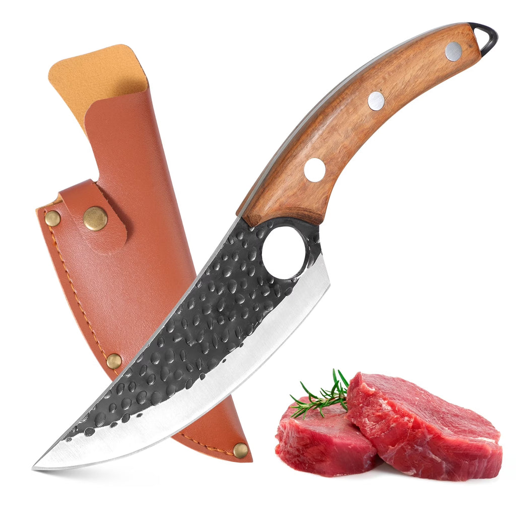 ACMETOP Chef Knife, High Carbon Steel Kitchen Knife for Meat Cutting, Slicing, Camping, BBQ – Essential Kitchen Tool