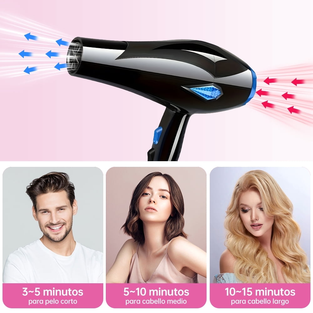 Morfone Hair Dryer, Professional Negative Ionic Thermo-Control Blow Dryer with Hair Diffuser & Nozzle, Black