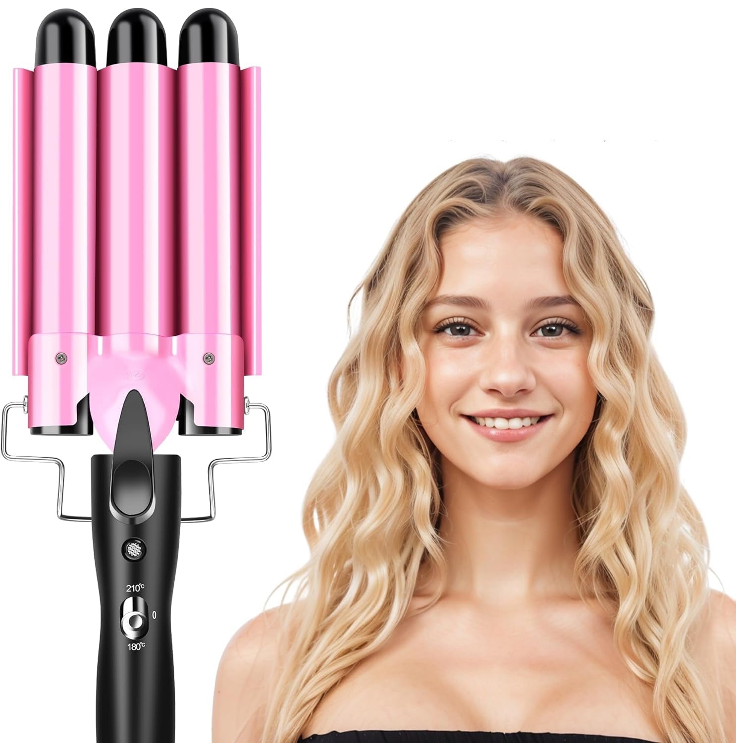 Morfone 3 Jumbo Barrel Curling Iron Wand 22mm Hair Waver Temperature Adjustable Ceramic Big Waves Hair Crimper