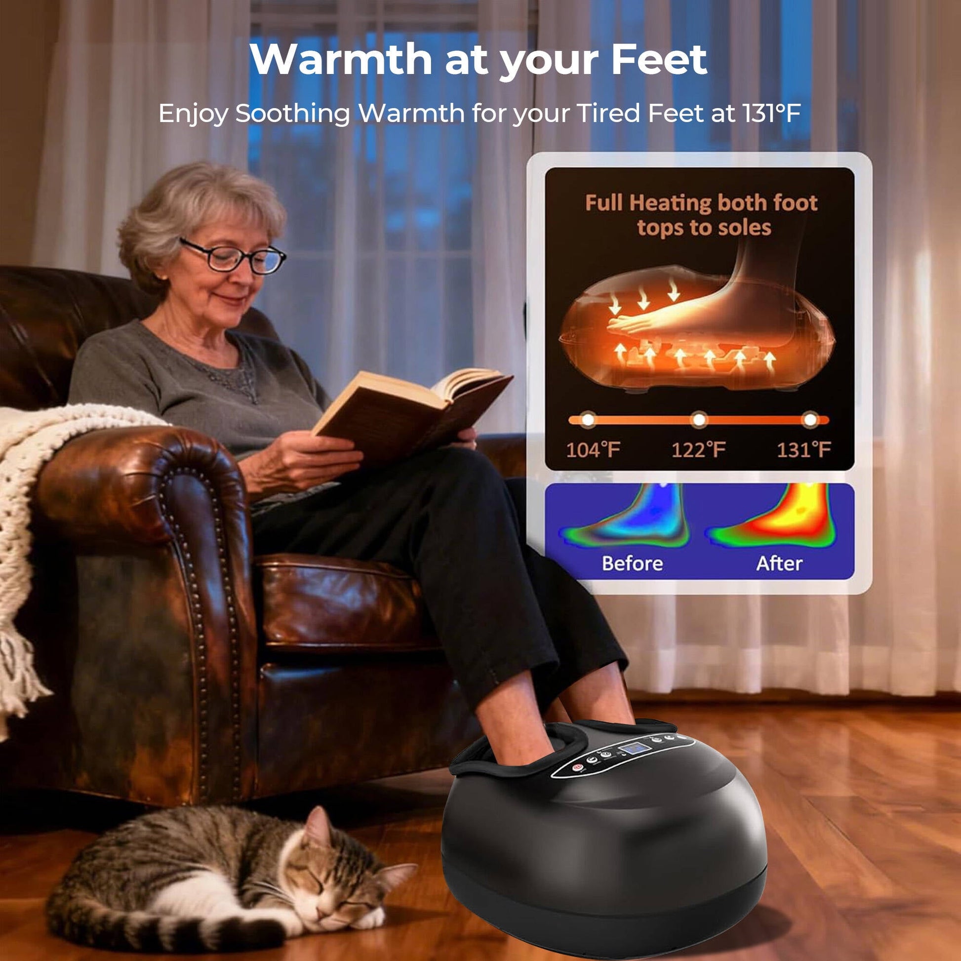 Morfone Foot Massager Machine with Heat, Shiatsu Deep Kneading Foot Massager with Remote, 5 Massage Modes, Christmas Gifts for Women Men