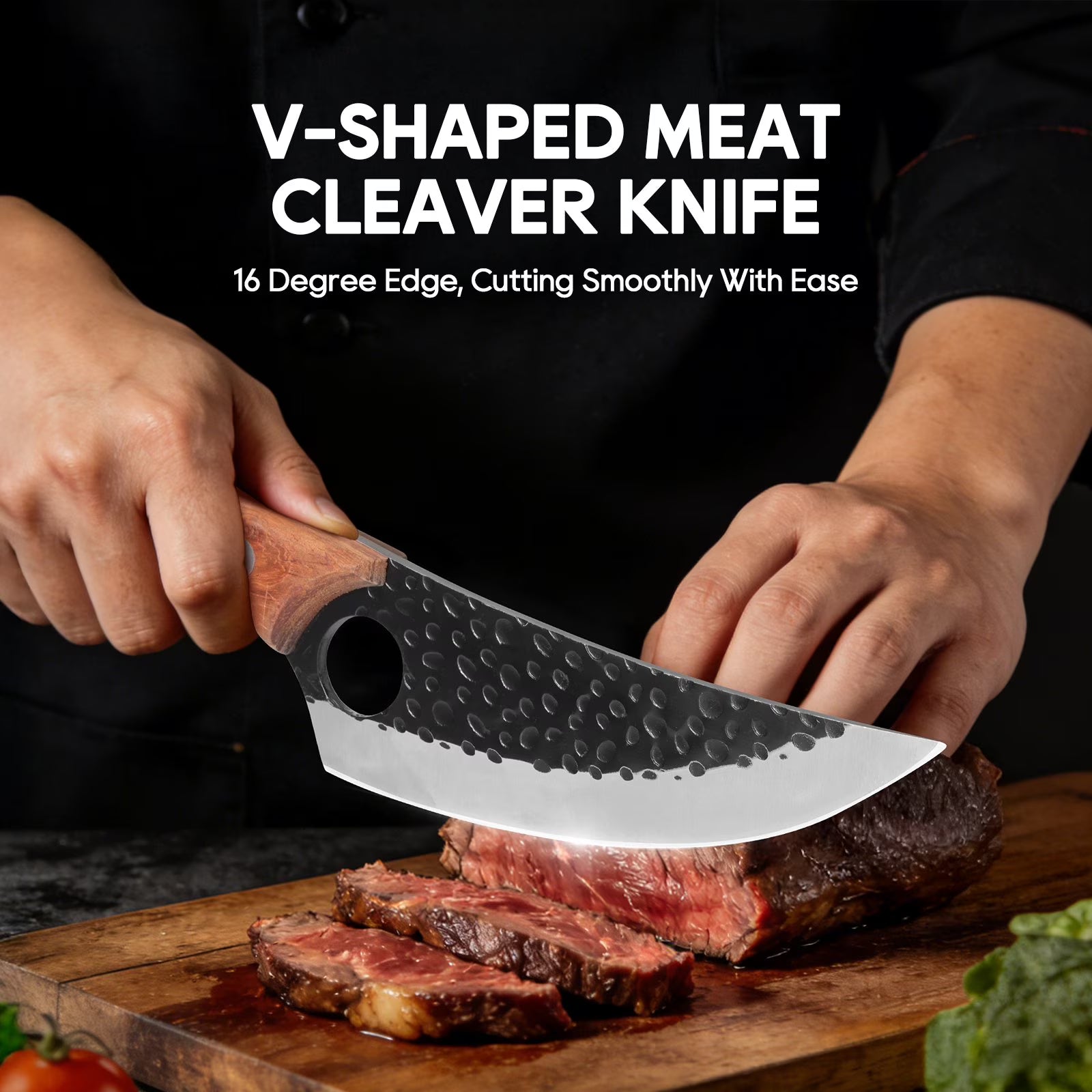 ACMETOP Chef Knife, High Carbon Steel Kitchen Knife for Meat Cutting, Slicing, Camping, BBQ – Essential Kitchen Tool
