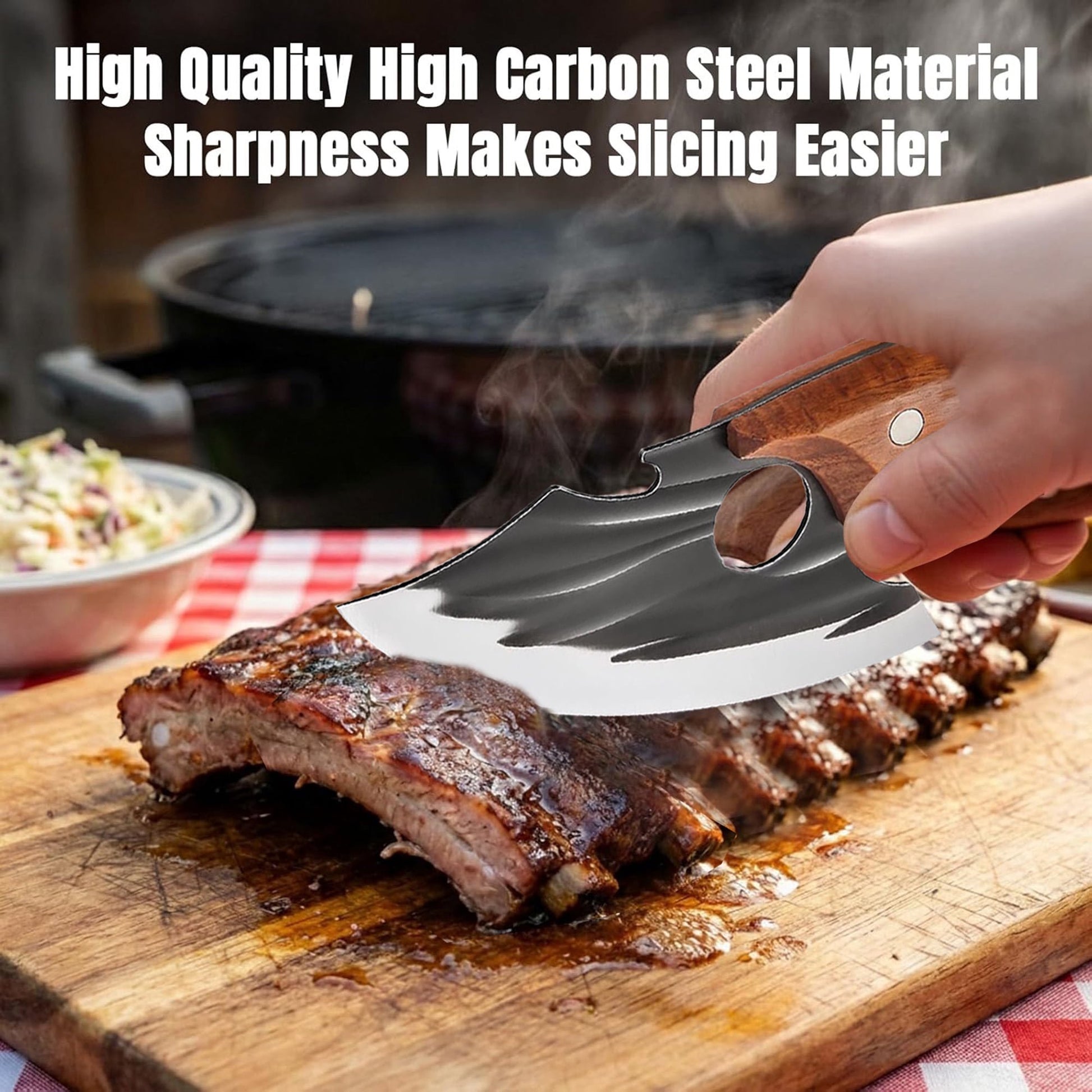 ACMETOP Chef Kitchen Knife, Viking Boning Knife for Meat Cutting, Hand Forged High Carbon Steel Cooking Cutting Knife for Home Camping BBQ