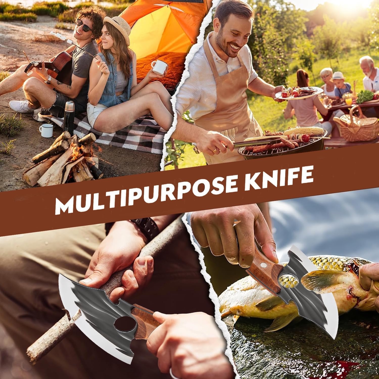 ACMETOP Chef Kitchen Knife, Viking Boning Knife for Meat Cutting, Hand Forged High Carbon Steel Cooking Cutting Knife for Home Camping BBQ