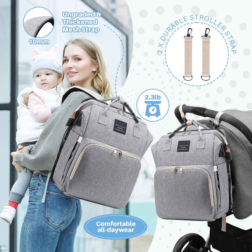 Morfone Baby Diaper Bag Backpack with Changing Station, Large Capacity Baby Bag, Waterproof Travel Backpack with USB Charging Port, Stroller Straps , Baby Shower Gifts