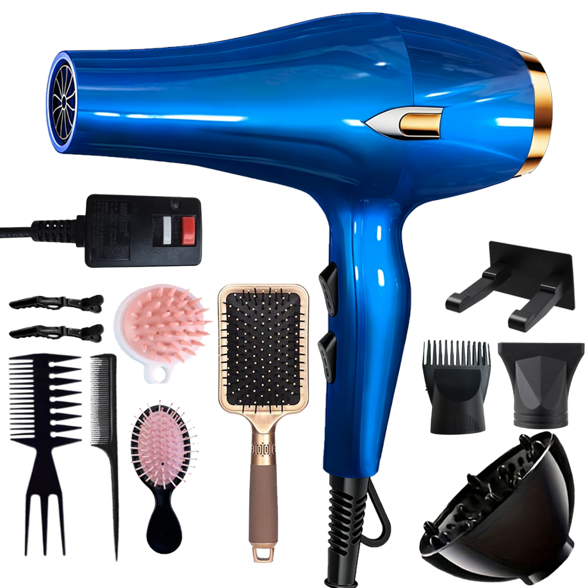 Morfone Negative Ion Hair Dryer with Diffuser and Concentrator Attachments 2 Speed and Heat Settings