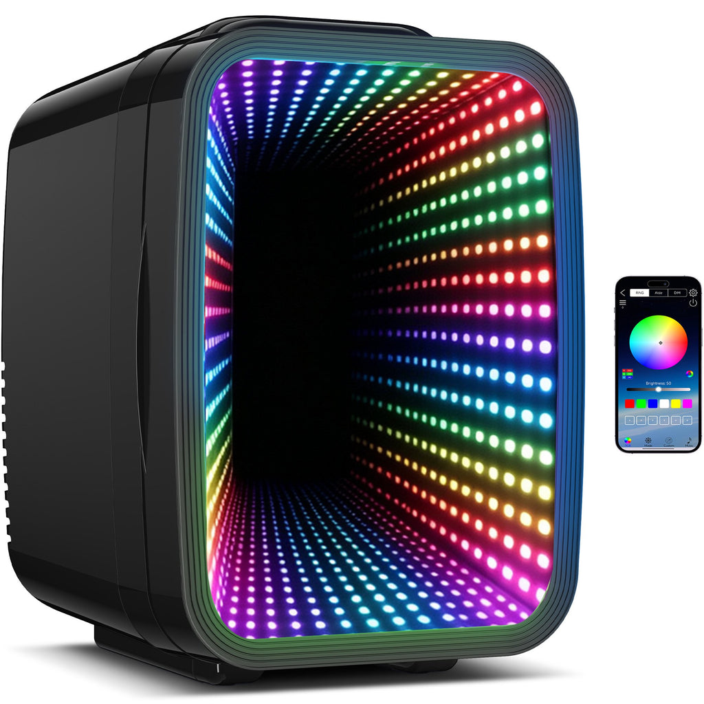BEICHEN Mini Fridge, 4L/6 Can Small Beverage Refrigerator with LED Gaming Light, AC/DC Portable Cooler & Warmer for Bedroom, Office, Dorm, Car