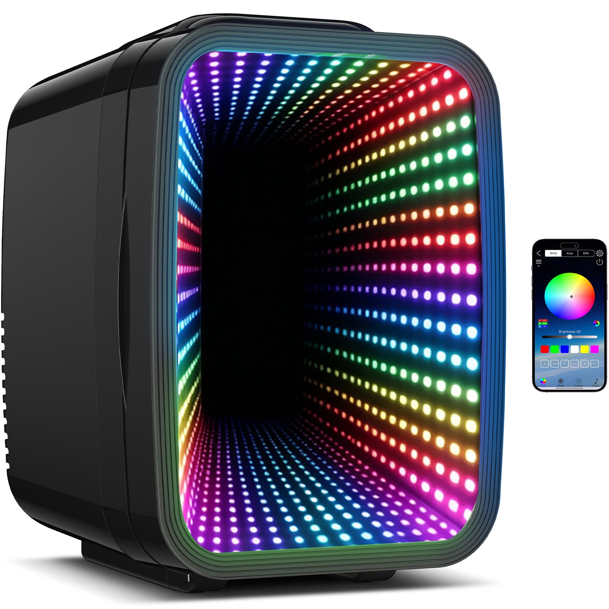 BEICHEN Mini Fridge, 4L/6 Can Small Beverage Refrigerator with LED Gaming Light, AC/DC Portable Cooler & Warmer for Bedroom, Office, Dorm, Car