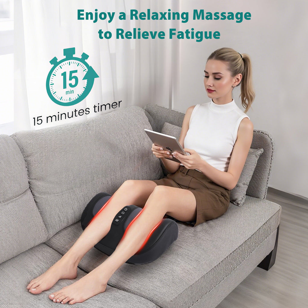 Morfone Shiatsu Foot Massager with Heat, Foot and Calf Massager with Roller, Deep Massage for Relaxation, Gifts for Women & Men, Black