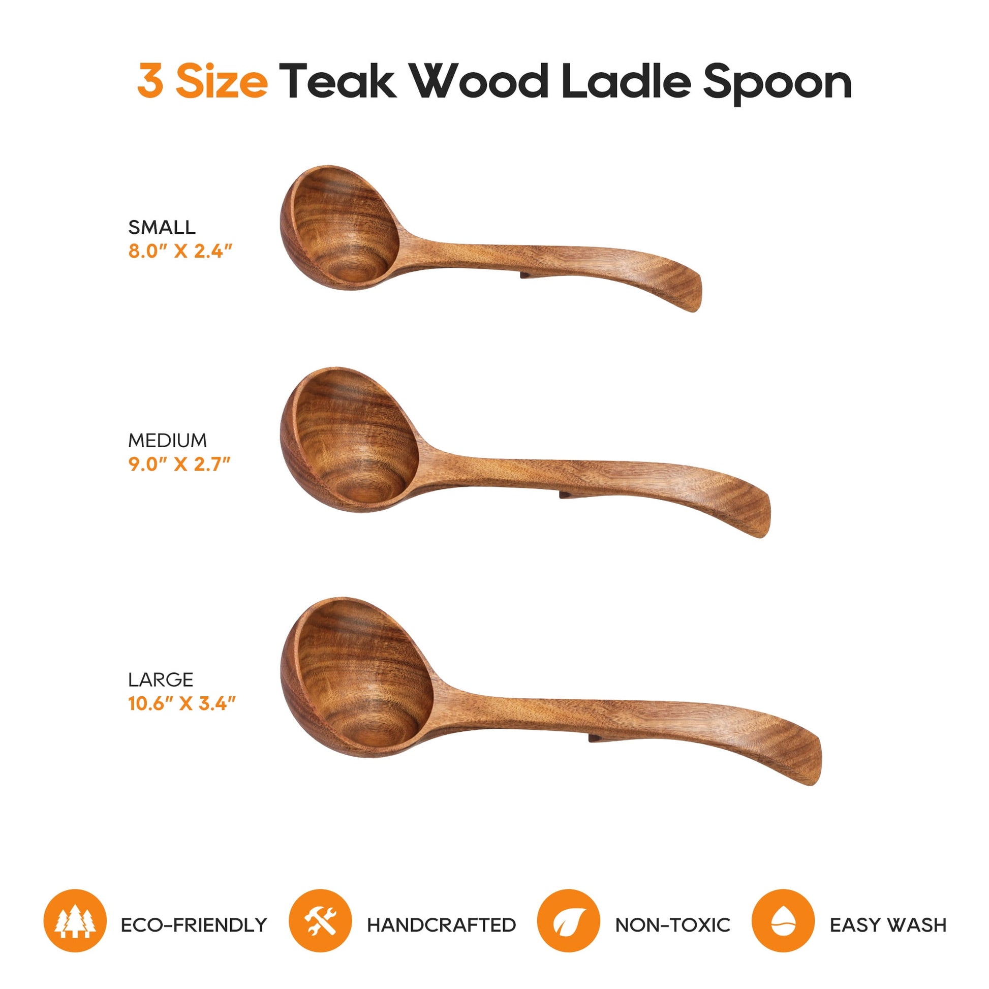 ACMETOP Wooden Spoon Utensils with Thick Handle, Set of 2, Wood Spatula for Frying Scraping and Mixing, Wooden Kitchen Cooking Utensils for Nonstick Cookware