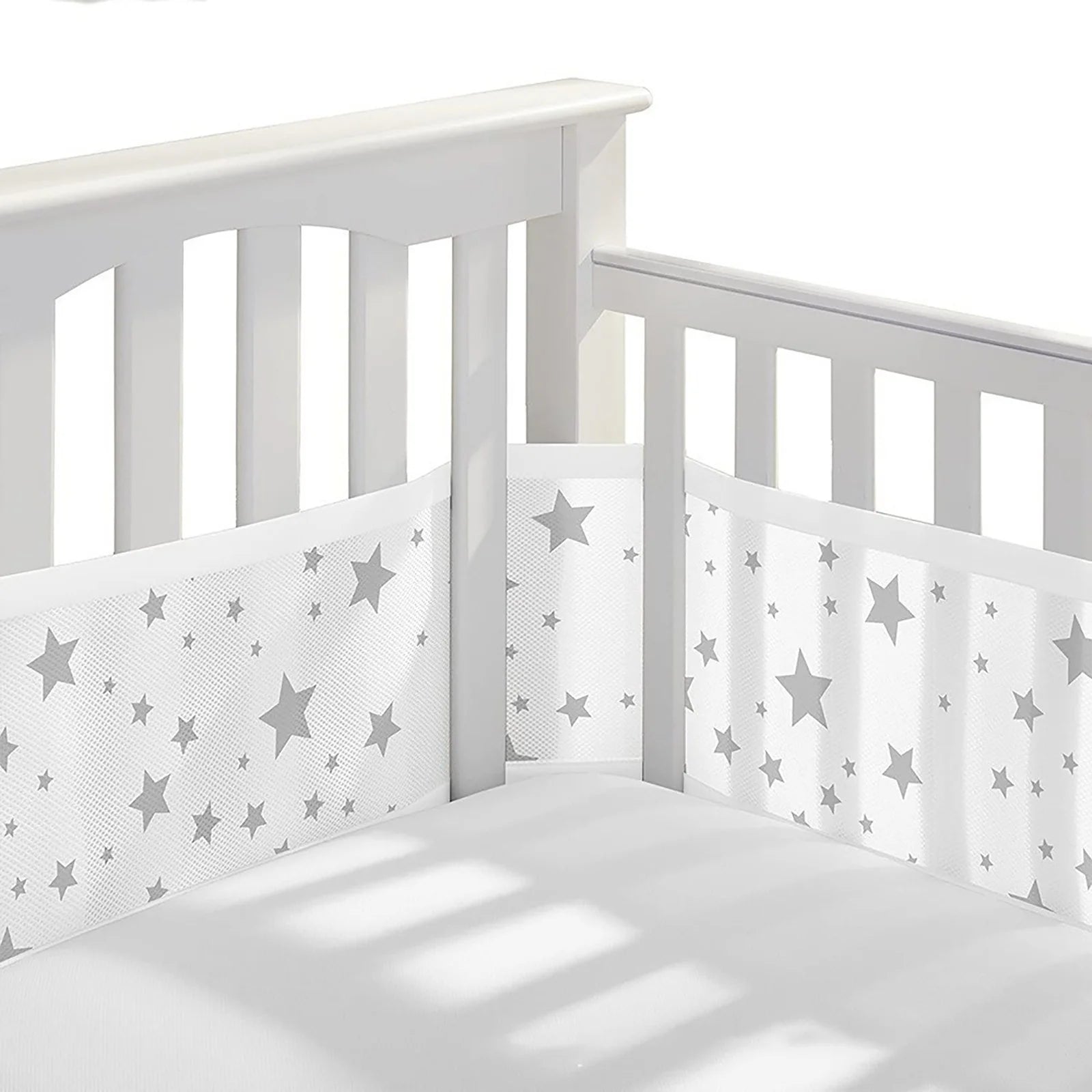 Breathable Mesh Liner For Cot Beds 2 PCS baby Crib surrounds Breathable Cot surrounds, Cot surrounds for Cot Bed, Baby Crib Encloses Anti Airflow 3D Mesh Lining
