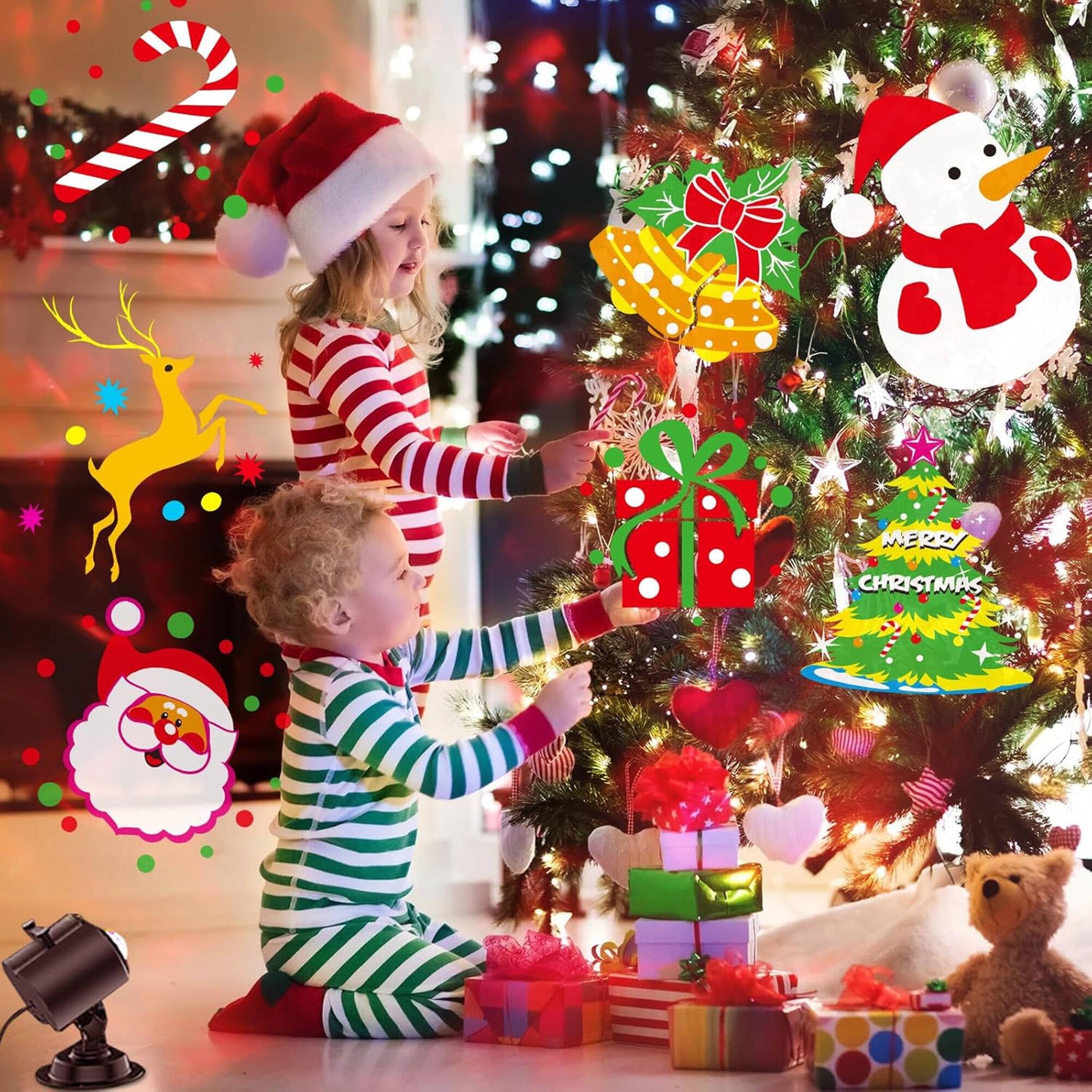 ACMETOP Christmas Projector Lights Outdoor, 2-in-1 Holiday Projector Lights With 80 HD Patterns, 10 3D Ocean Wave for Party Garden Yard Decor