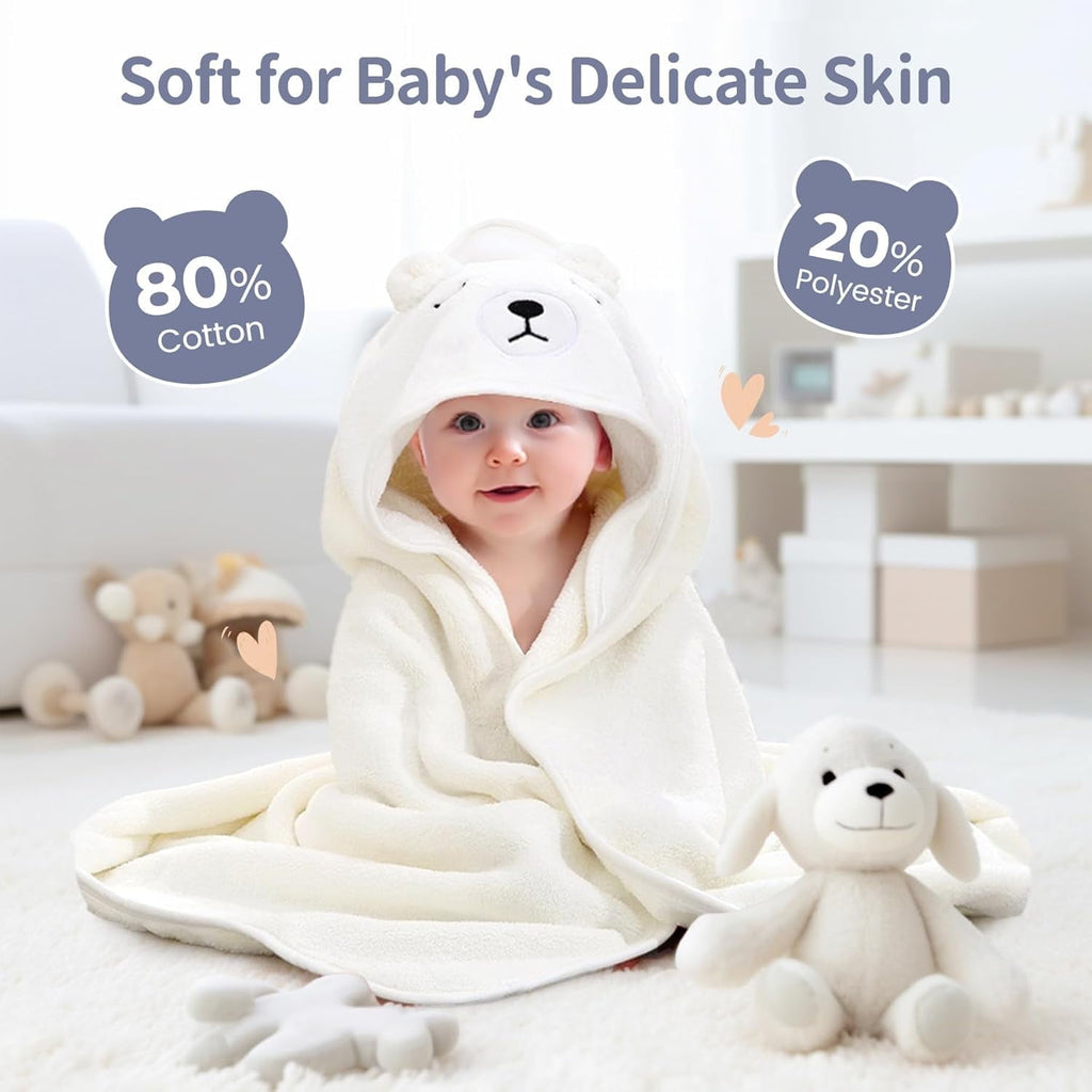 Morfone Collapsible Baby Bathtub with Thermometer, Hooded Towel, Soft Cushion and Bath Toys, Portable Travel Baby Tub for Newborn to Toddler 0-36 Months
