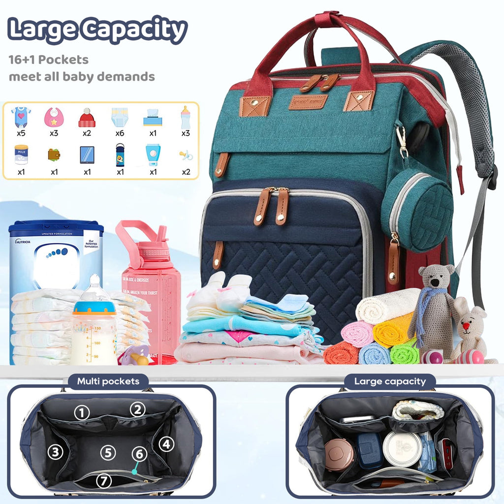 Morfone Baby Diaper Bag Backpack with Changing Station, Large Capacity Baby Bag, Waterproof Travel Backpack with USB Charging Port, Stroller Straps , Baby Shower Gifts