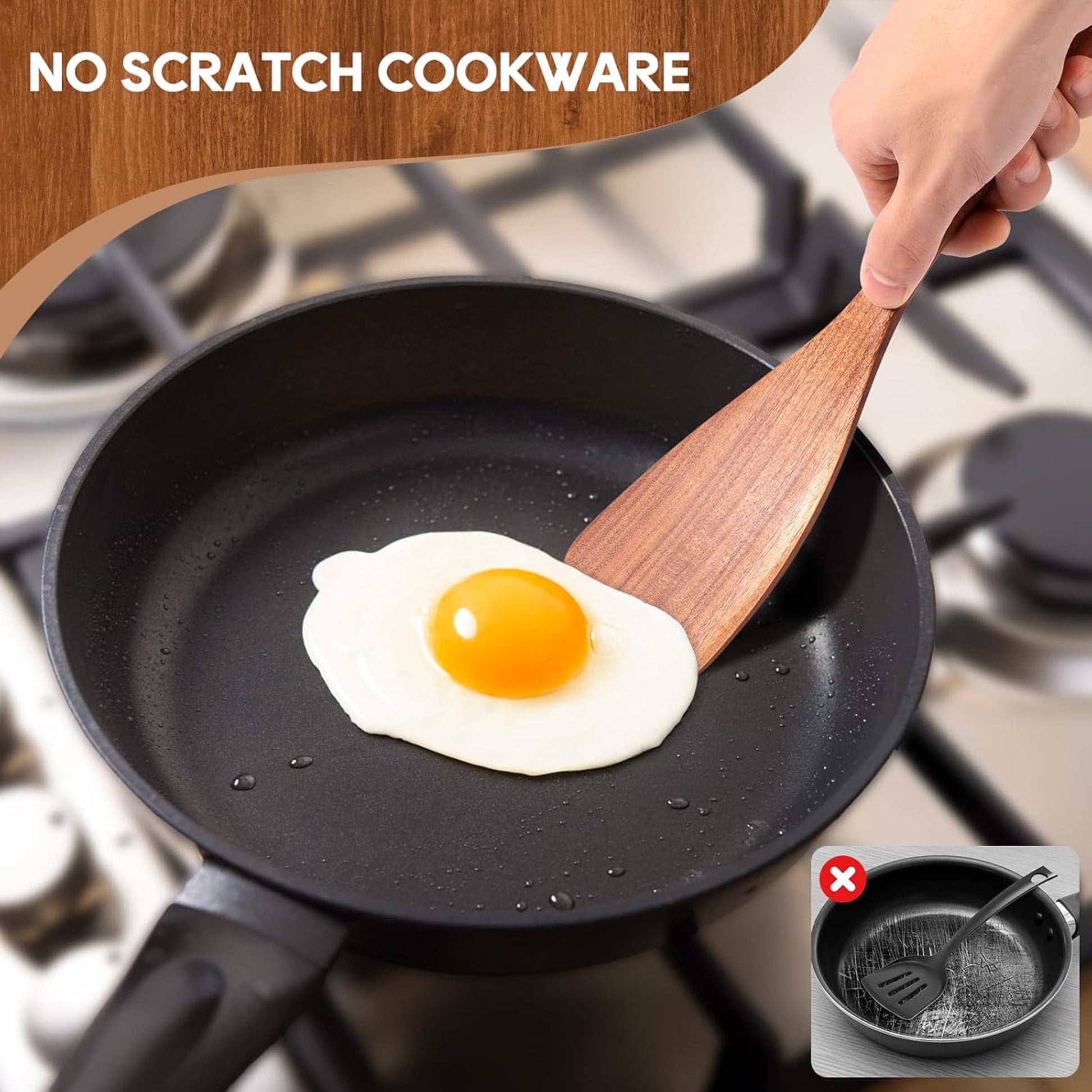 ACMETOP Wooden Spoons for Cooking, 9 Pcs Natural Teak Wooden Utensil Set,Kitchen Utensil Set with Utensils Holder & Spoon Rest, Wooden Cooking Utensils for Nonstick Pans & Cookware,Best Gift for Mom