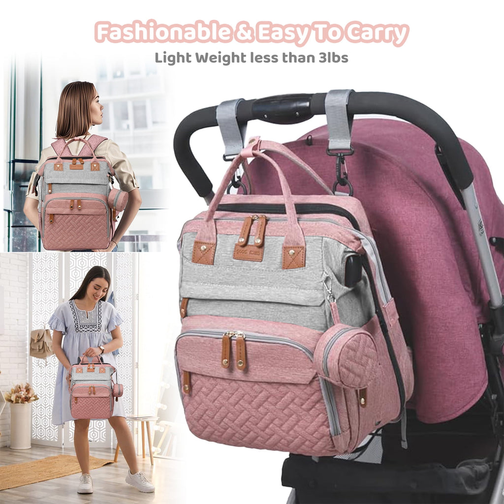 Morfone Baby Diaper Bag Backpack with Changing Station, Large Capacity Baby Bag, Waterproof Travel Backpack with USB Charging Port, Stroller Straps , Baby Shower Gifts