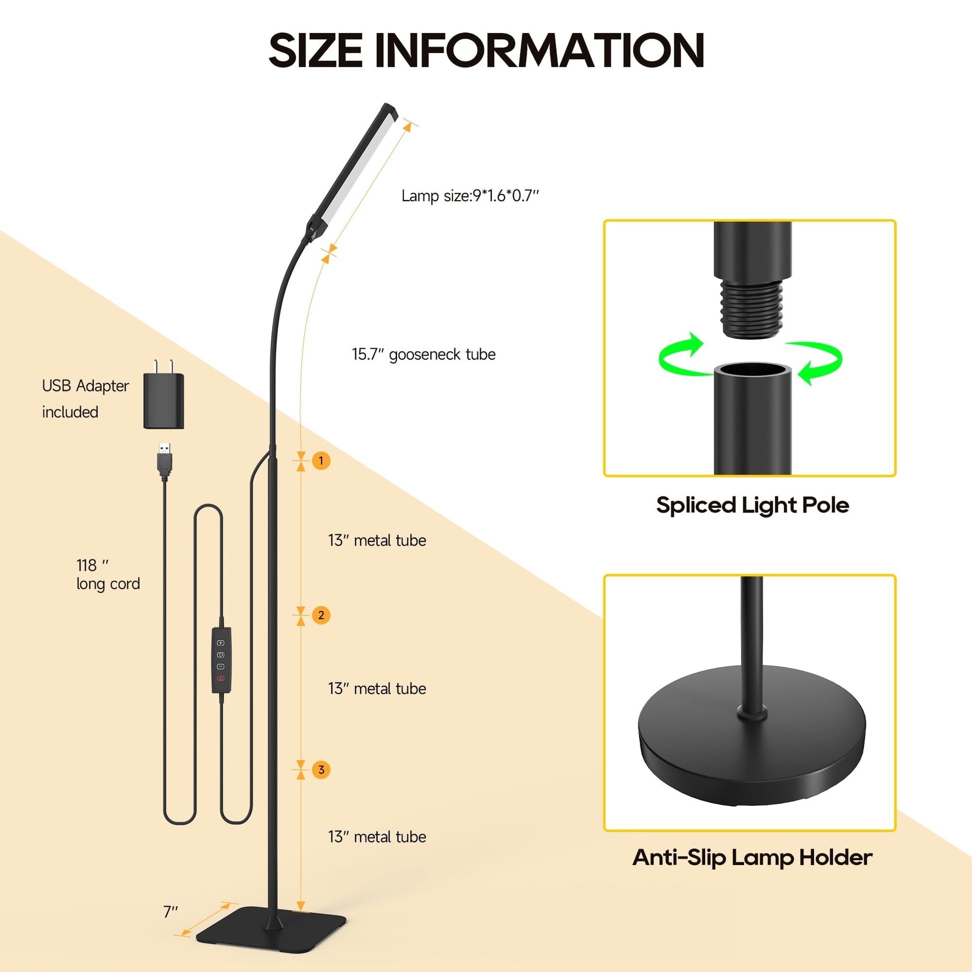 ACMETOP LED Floor Lamp for Living Room with Remote Control, Standing Lamp with Stepless Dimmable & 3 Color Temperatures Bulb