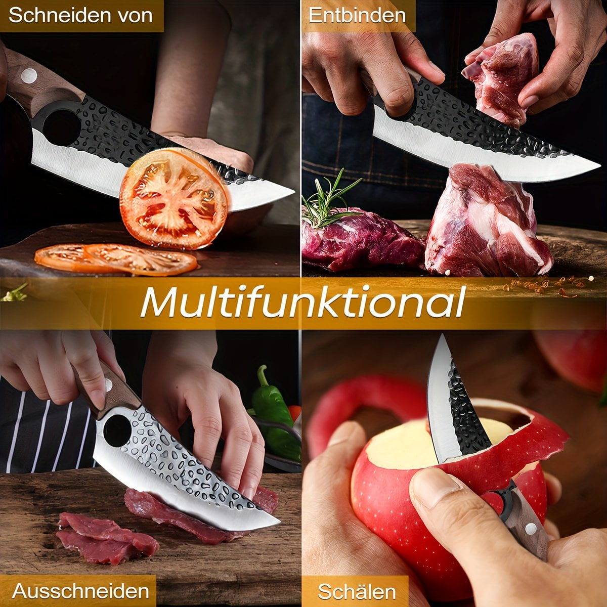 ACMETOP Chef Knife, High Carbon Steel Kitchen Knife for Meat Cutting, Slicing, Camping, BBQ – Essential Kitchen Tool