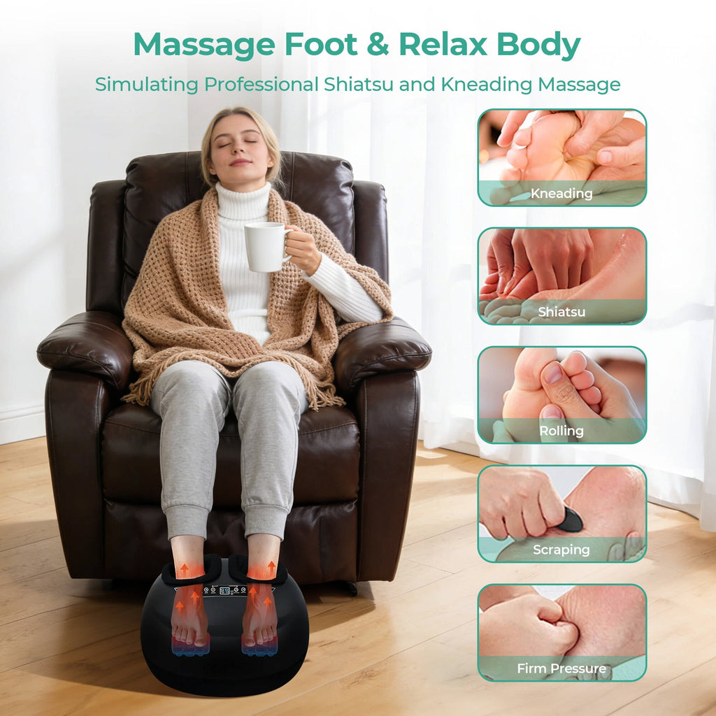 Morfone Foot Massager Machine with Heat, Shiatsu Deep Kneading Foot Massager with Remote, 5 Massage Modes, Christmas Gifts for Women Men
