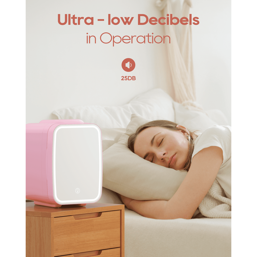 ACMETOP Skincare Fridge with Dimmable LED Light Mirror,4L/6 Can Mini Fridge for Skincare and Makeup,Cooler & Warmer, Portable Small Fridge for for Bedroom, Office, Dorm and Car,