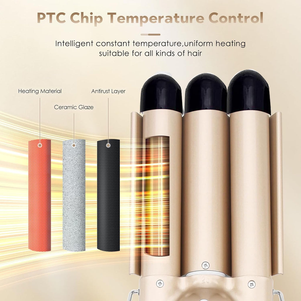 Morfone 3 Jumbo Barrel Curling Iron Wand 22mm Hair Waver Temperature Adjustable Ceramic Big Waves Hair Crimper