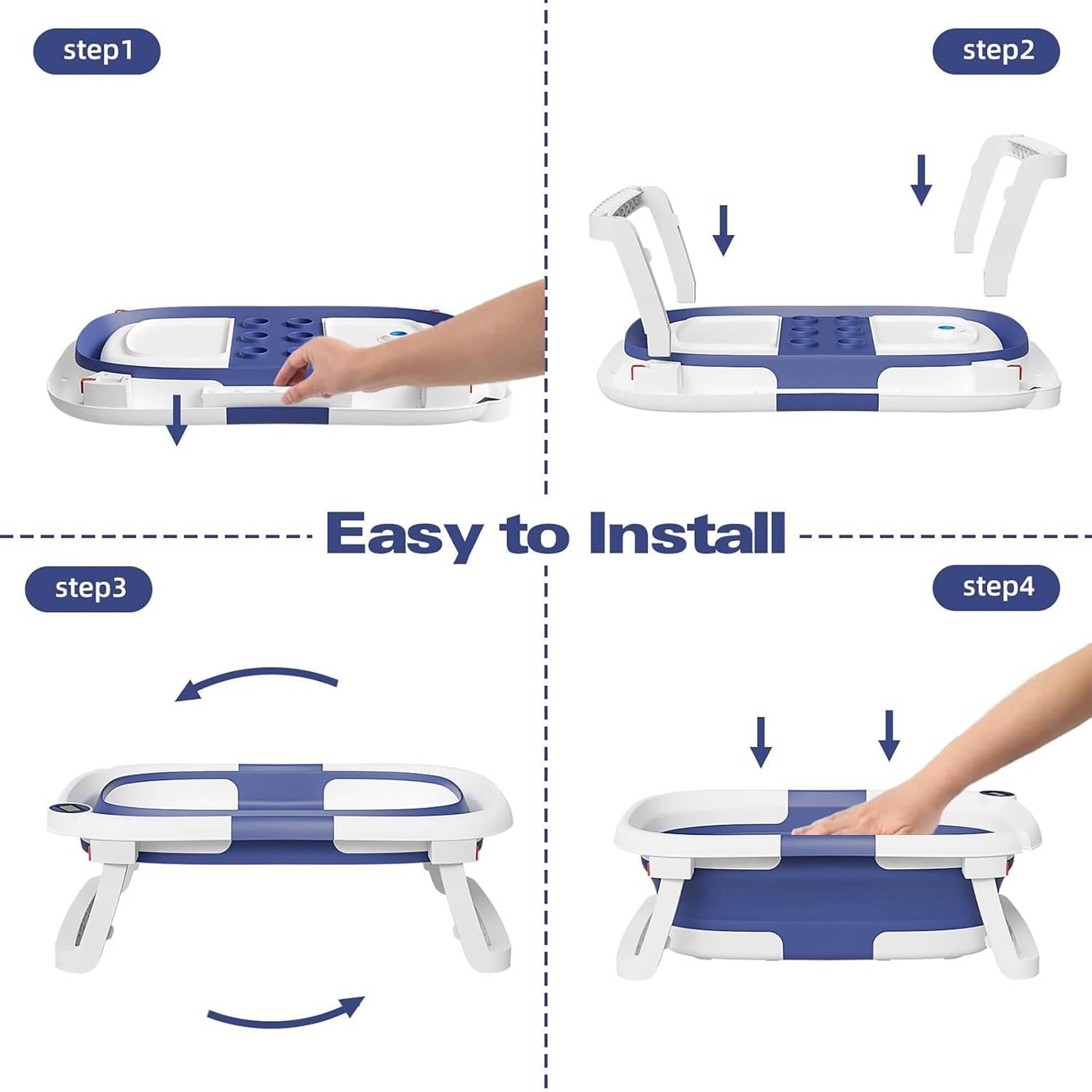 Morfone Collapsible Baby Bathtub for Newborn with Thermometer & Soft Cushion, Portable Travel Baby Tub for Infant to Toddler 0-36 Months