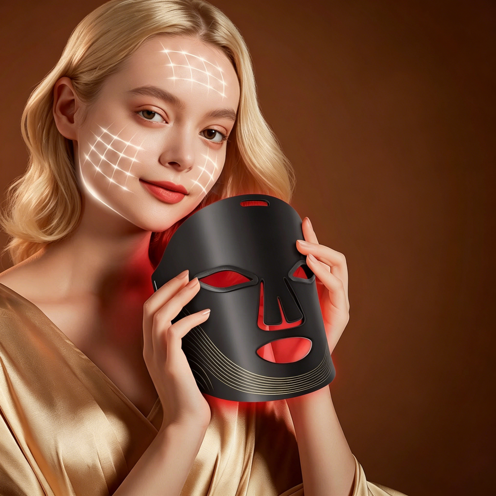 Morfone 4 Mode 180 LED Facial Light Therapy Device with Timer Red Light Beauty Mask for Home Use