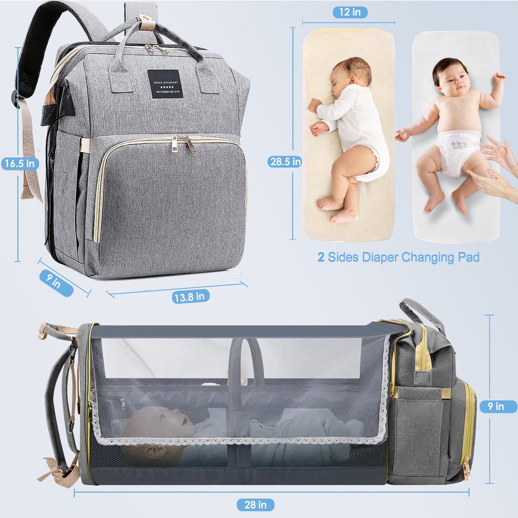 Morfone Baby Diaper Bag Backpack with Changing Station, Large Capacity Baby Bag, Waterproof Travel Backpack with USB Charging Port, Stroller Straps , Baby Shower Gifts