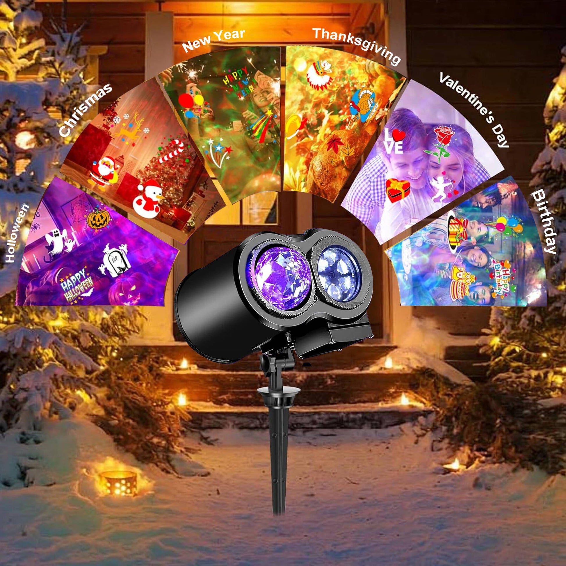 ACMETOP Christmas Projector Lights Outdoor, Dynamic Holiday Projectors with 16 HD Slides, Control, Timers, Waterproof Christmas Decorations Light for Party Garden Yard Decor