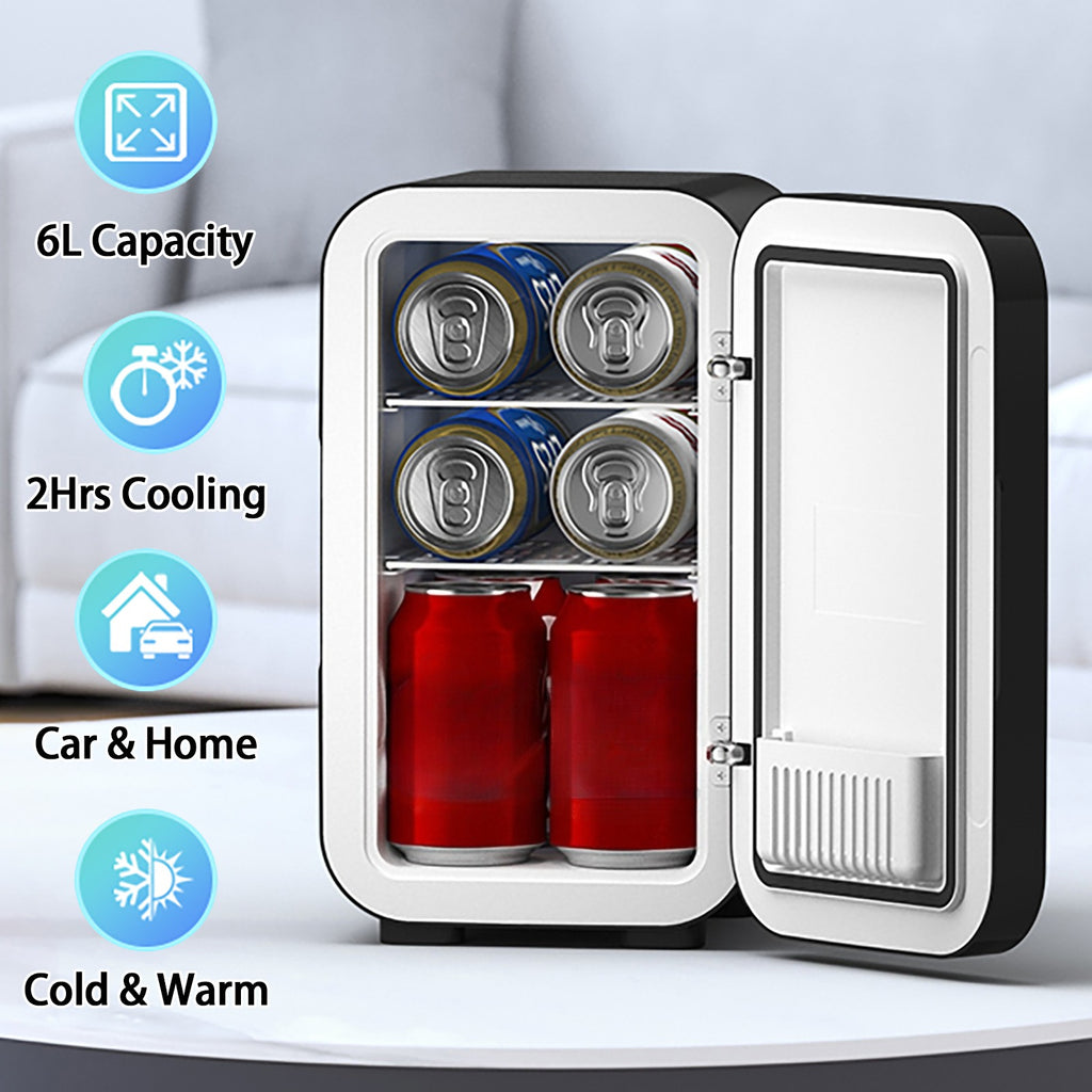 BEICHEN 6L Mini Fridge AC and DC Cooler Warmer for Bedroom Car Office