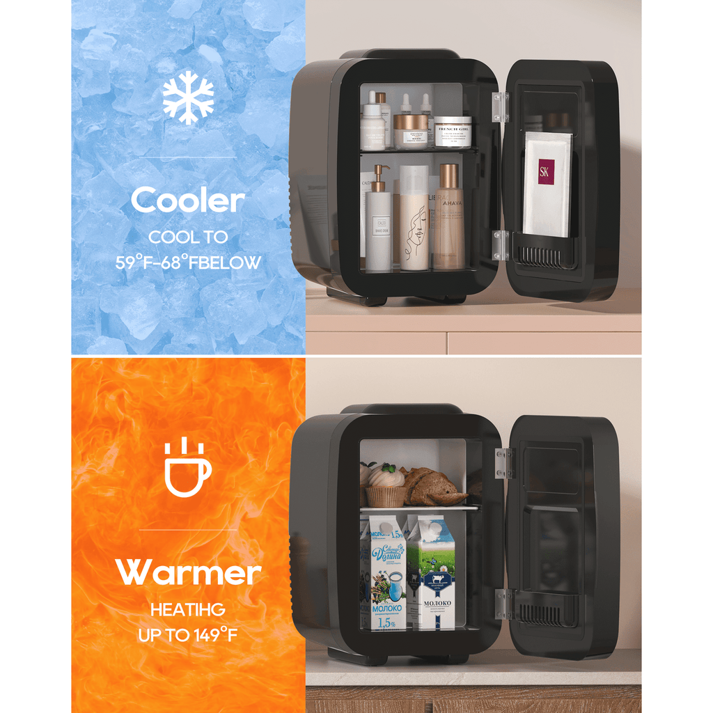 ACMETOP Skincare Fridge with Dimmable LED Light Mirror,4L/6 Can Mini Fridge for Skincare and Makeup,Cooler & Warmer, Portable Small Fridge for for Bedroom, Office, Dorm and Car,