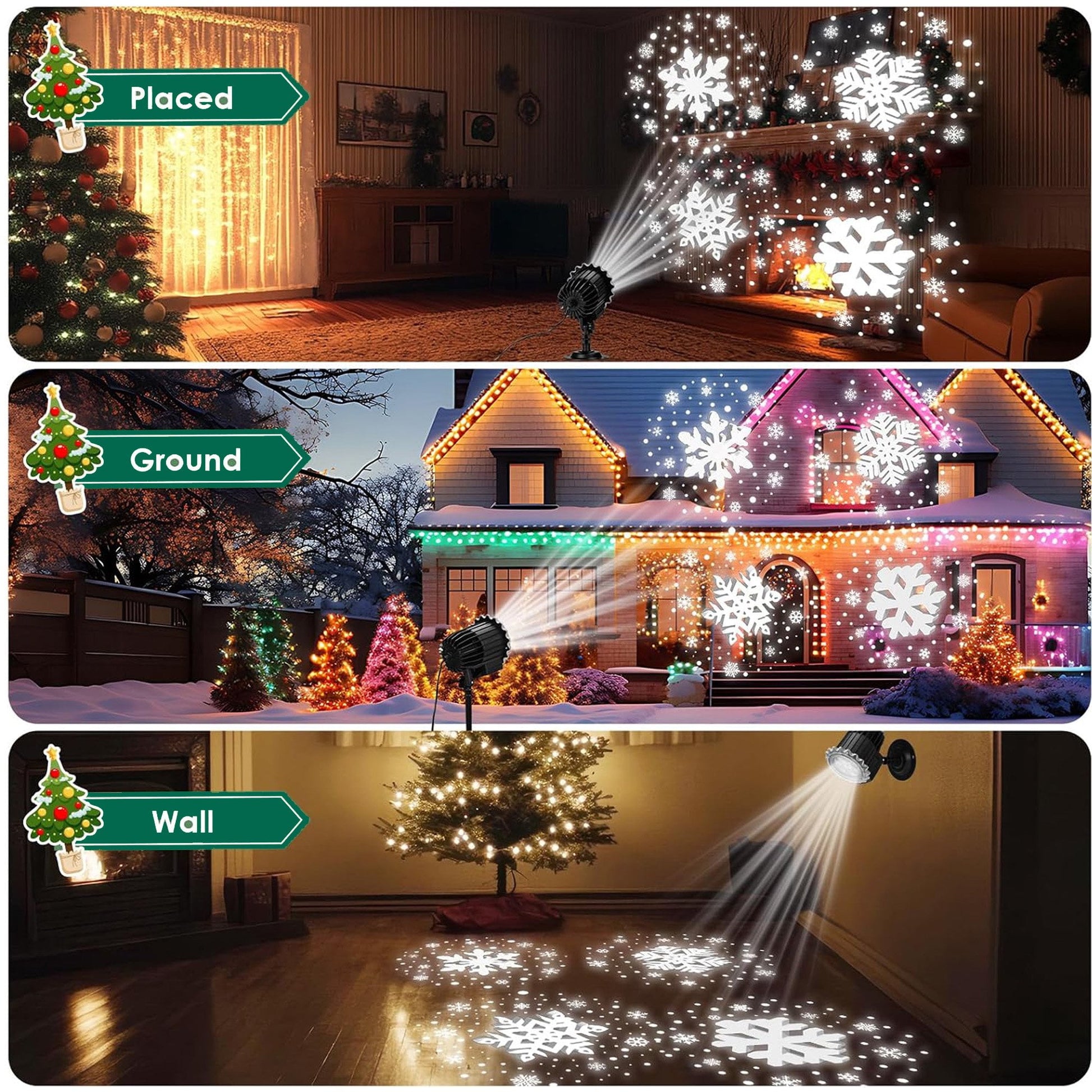 ACMETOP Christmas Projector Lights Outdoor, 3D Snowflake LED Projector Lights, IP65 Waterproof 9W High Brightness Outdoor Indoor for Christmas, New Year, Birthday Party and Garden Decoration