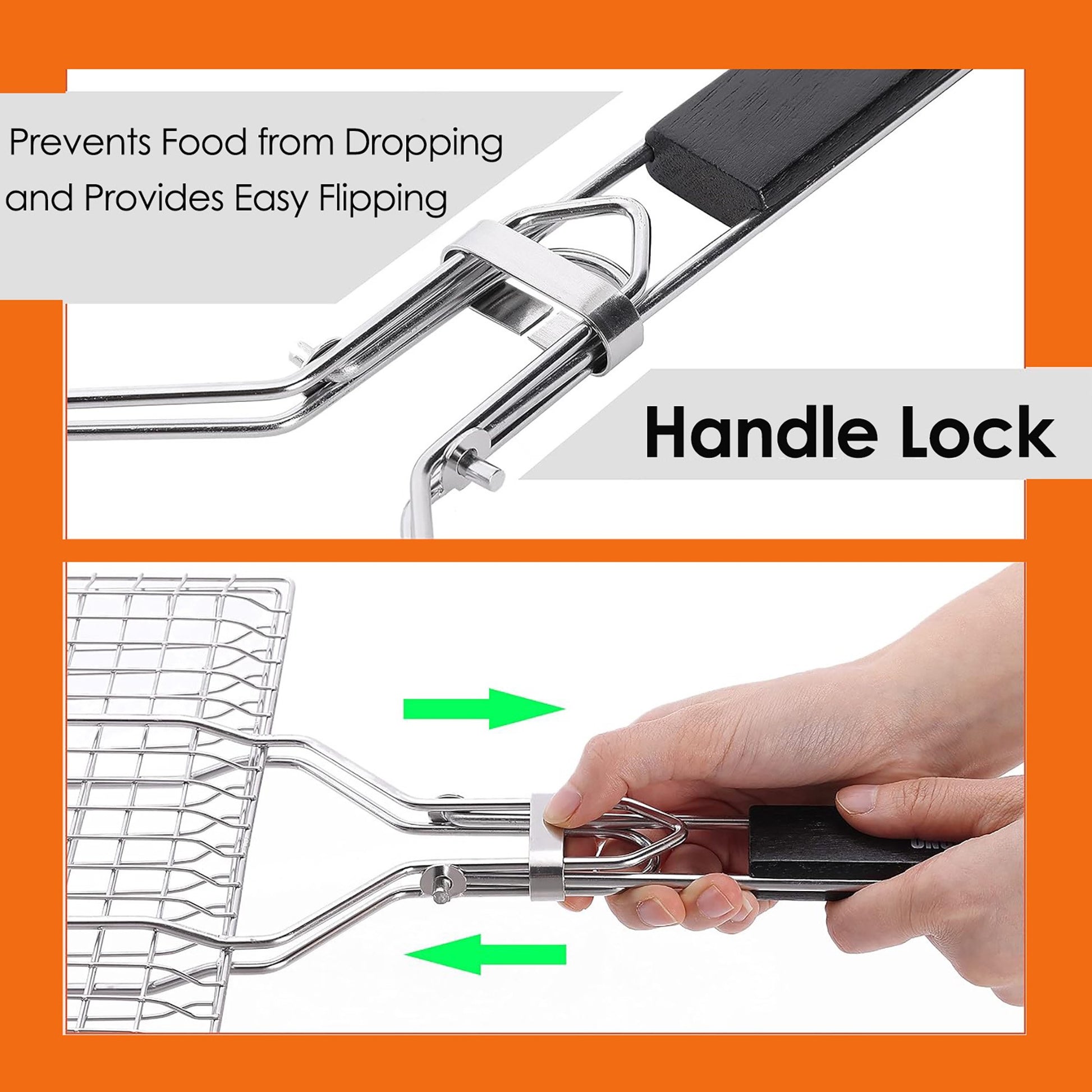 ACMETOP Grill Baskets for Outdoor Grill, Stainless Steel Large Folding Grilling Baskets with Detachable Handle, Grilling Accessories for Fish, Shrimp, Vegetables