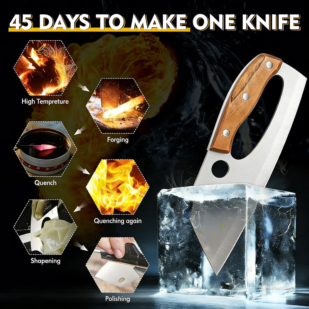 ACMETOP Kitchen Meat Cleaver Knife, Unique Effort Saving Stainless Steel Chef Knife for Cutting Meat Vegetable Father Mother Gift