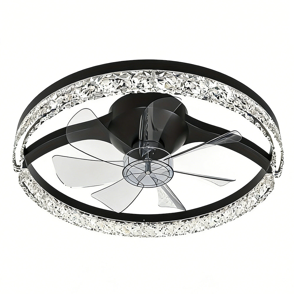 Beichen 20 Inch Modern LED Ceiling Fan with Light Low Profile Flush Mount Fandelier Remote Control APP Dimmable 6 Speeds Stepless Color Temperature