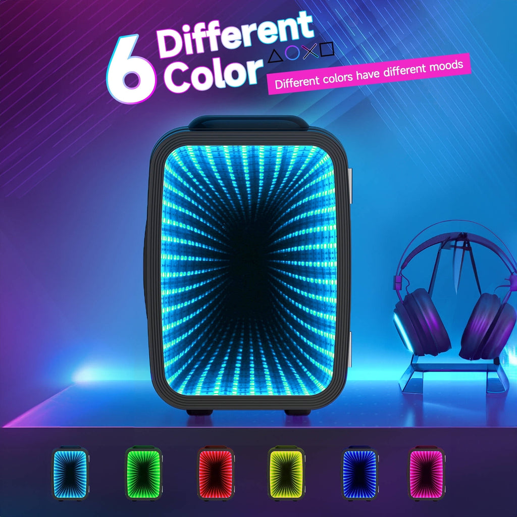 ACMETOP Mini Fridge, 4 Liter/6 Cans Small Refrigerator With Dimmable LED Light,AC/DC Portable Thermoelectric Cooler and Warmer for Bedroom,Office,Gaming room and Car