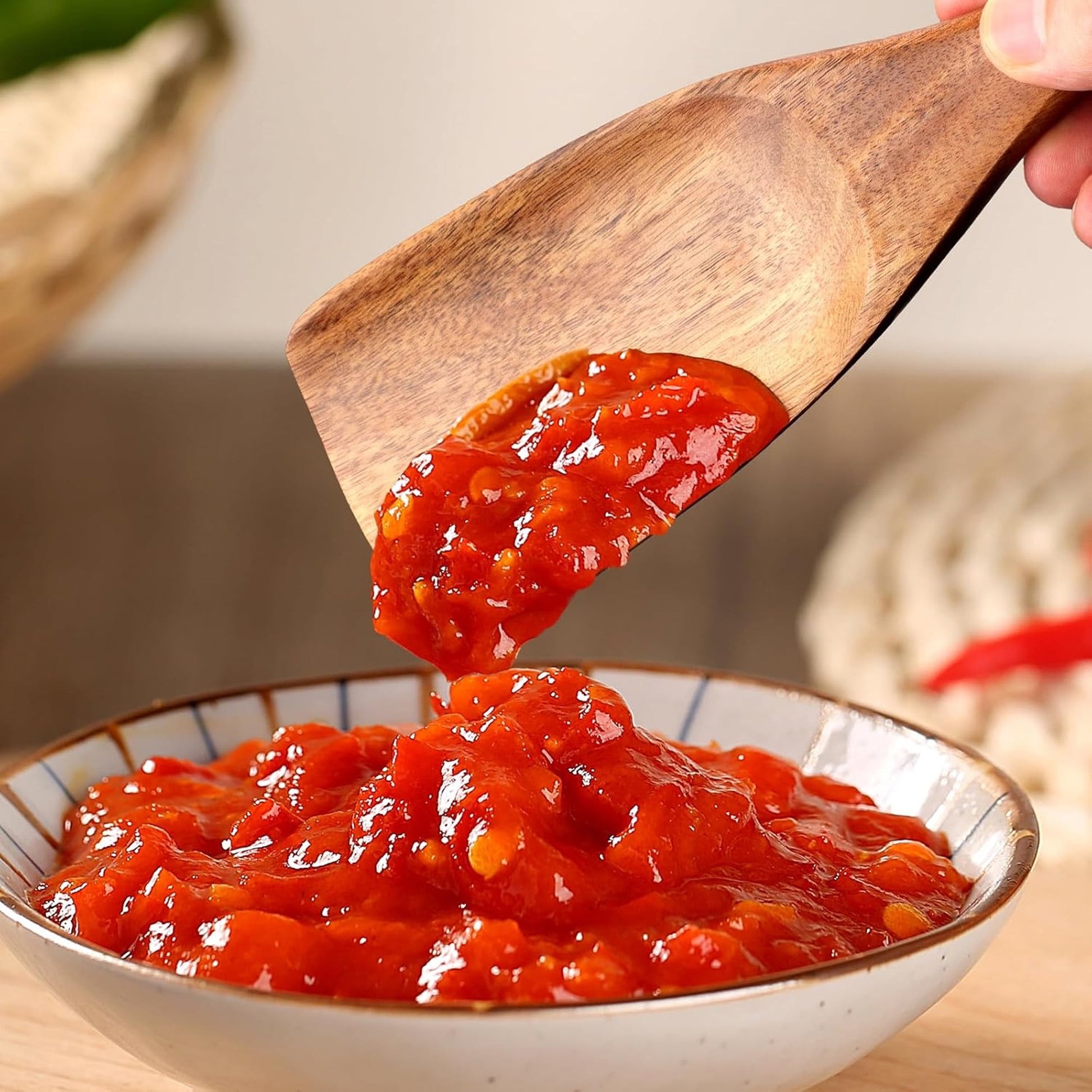 ACMETOP Wooden Spoon Utensils with Thick Handle, Set of 2, Wood Spatula for Frying Scraping and Mixing, Wooden Kitchen Cooking Utensils for Nonstick Cookware