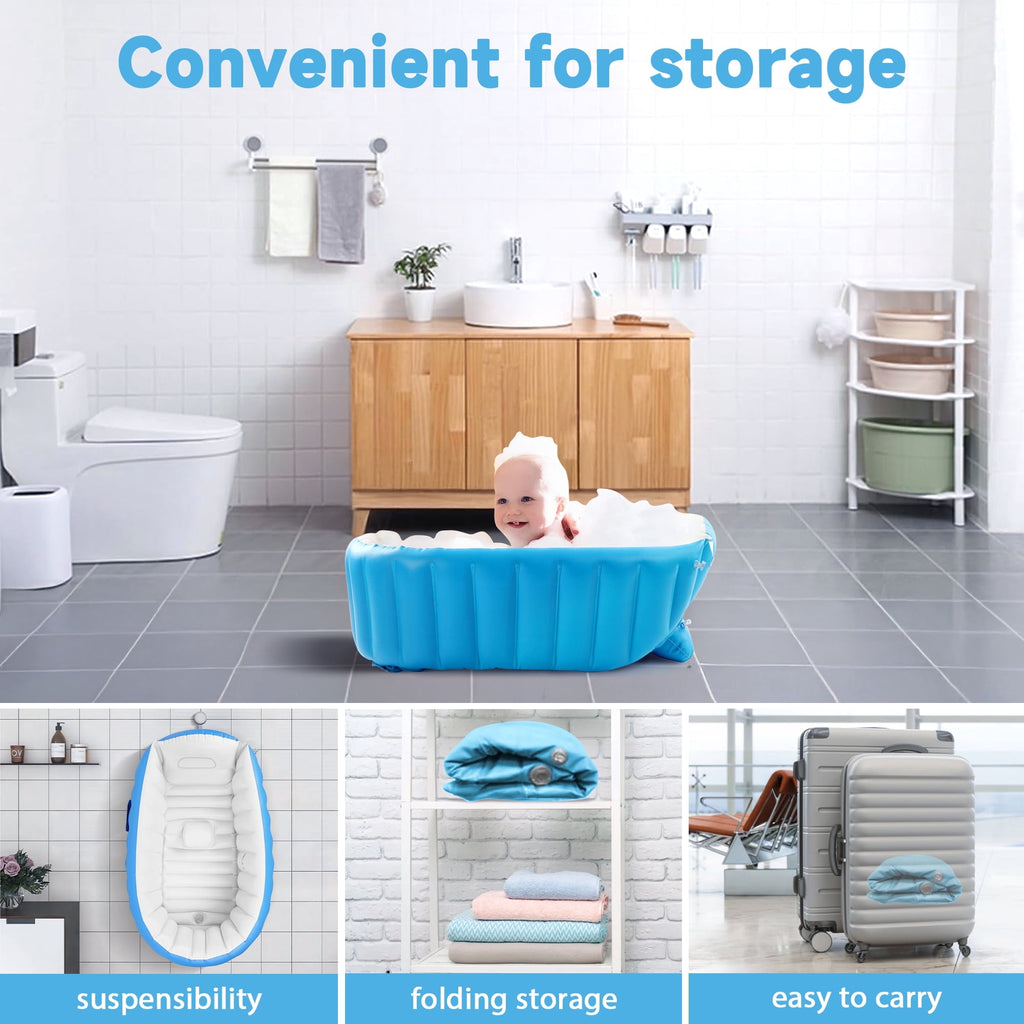 Anoak Inflatable Baby Bathtub for Newborn to Toddler, Portable Travel Infant Baby Bath Tub, Toddler Bathtub with Air Pump, Foldable Non-Slip Shower Basin Collapsible Baby Tub