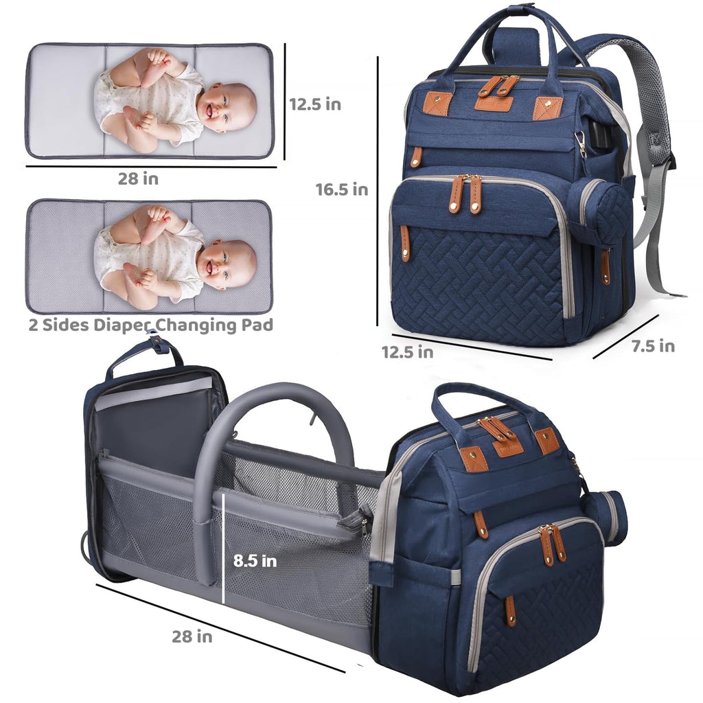 Morfone Baby Diaper Bag Backpack with Changing Station, Large Capacity Baby Bag, Waterproof Travel Backpack with USB Charging Port, Stroller Straps , Baby Shower Gifts