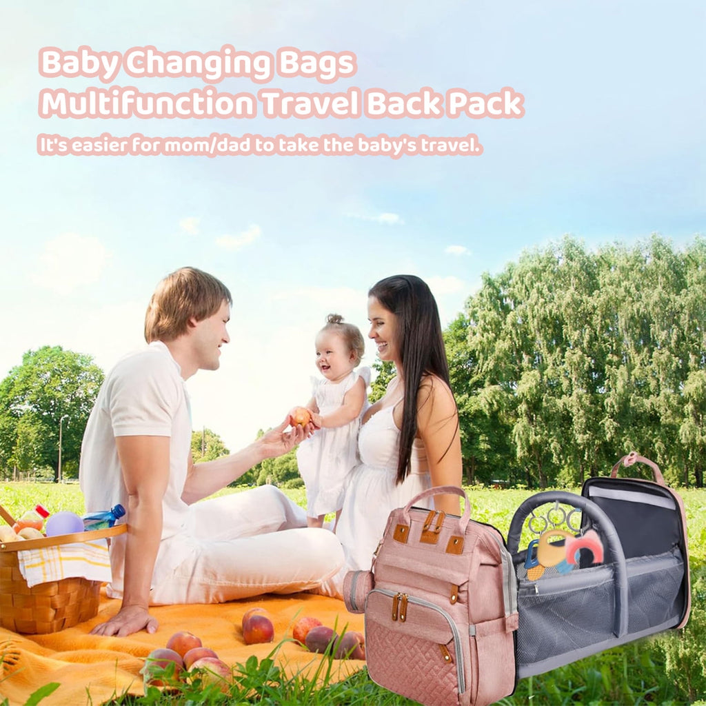 Morfone Baby Diaper Bag Backpack with Changing Station, Large Capacity Baby Bag, Waterproof Travel Backpack with USB Charging Port, Stroller Straps , Baby Shower Gifts