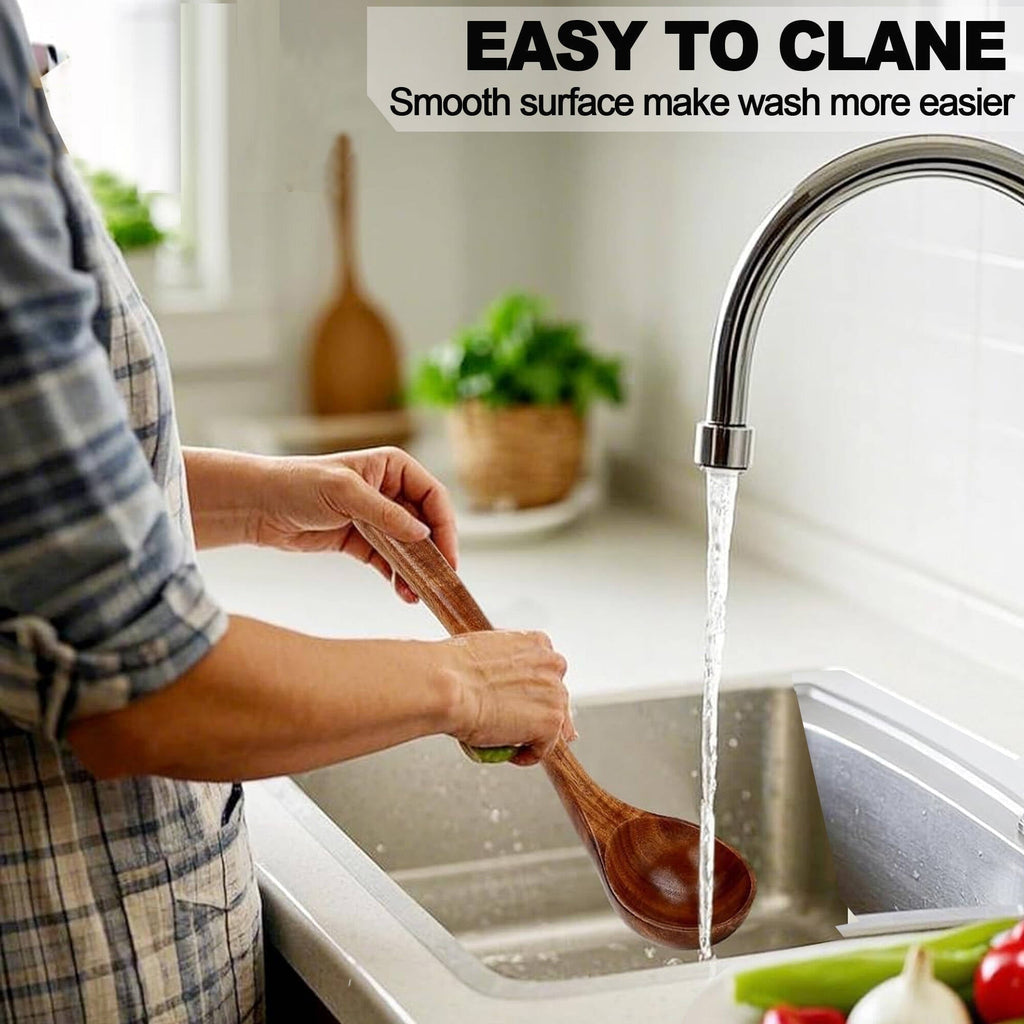 ACMETOP Wooden Spoons for Cooking, 10PCS Teak Wood Kitchen Utensils Set With 10 Hooks, Nonstick Cookware Utensil Set - Mother's Day Gift