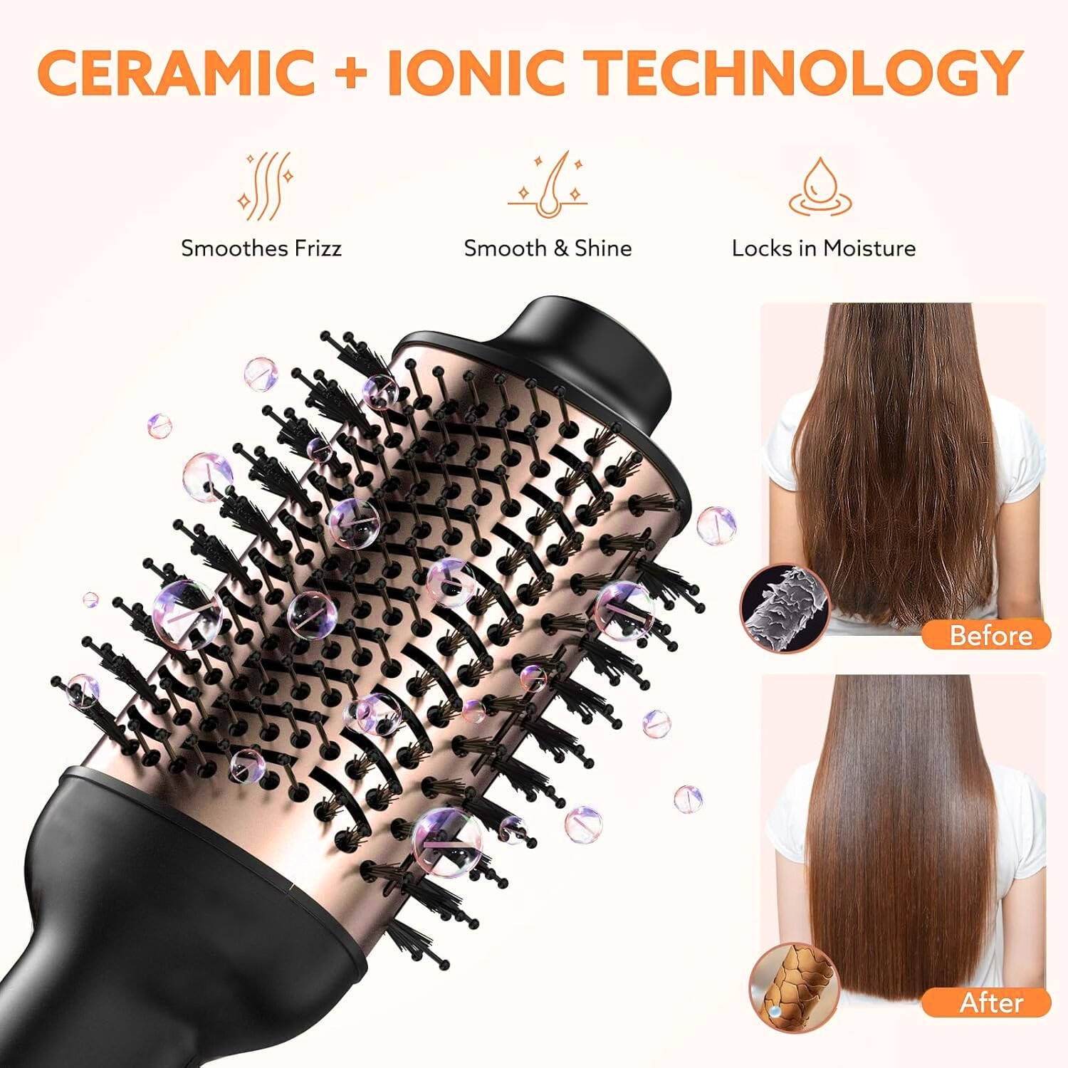 Hair Dryer and Blow Dryer Brush in One, 4 in 1 Hair Dryer and Styler Volumizer with Negative Ion Anti-frizz Ceramic Titanium Barrel Hot Air Straightener Brush for All Hair Types