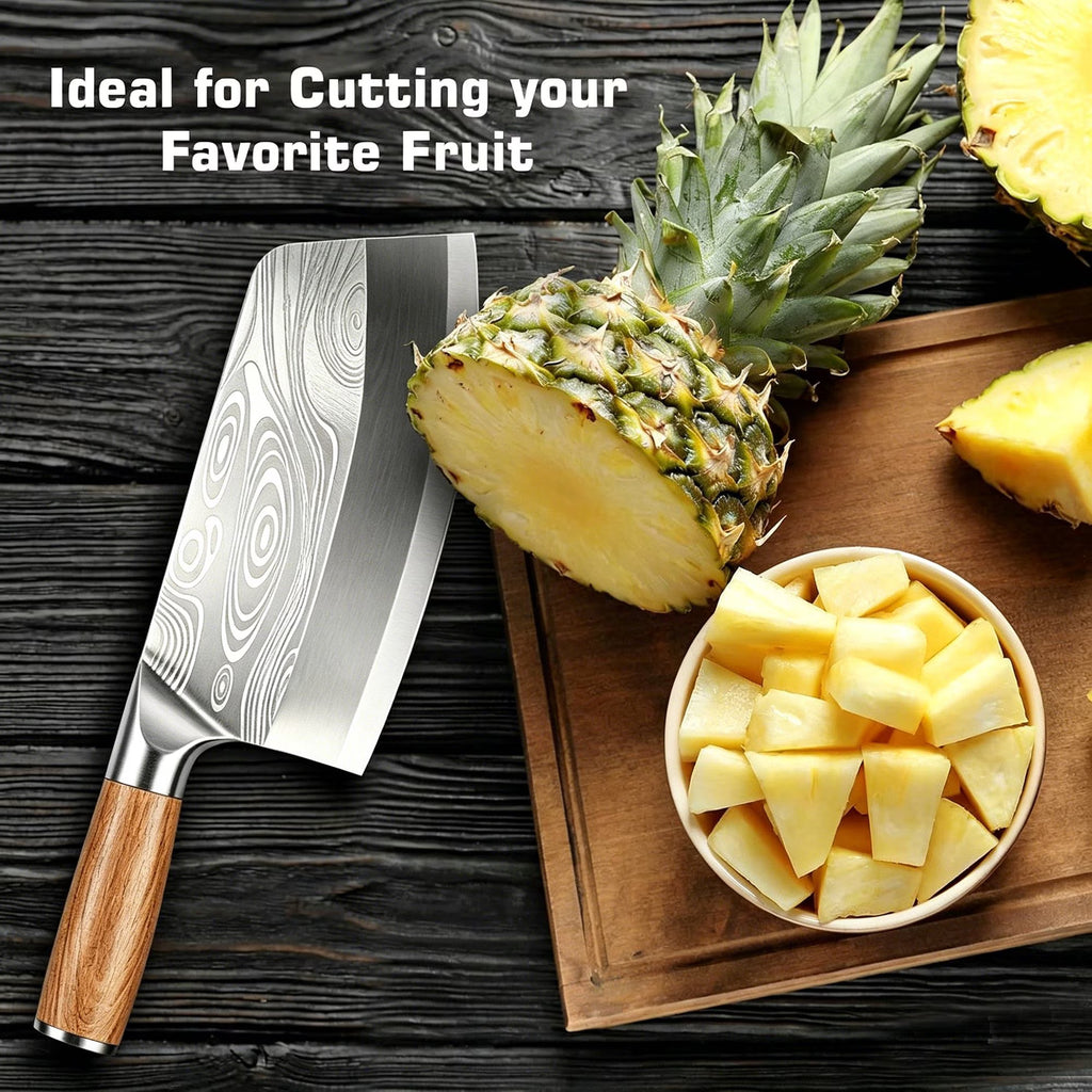ACMETOP Meat Cleaver Knife, 8" Butcher Knife, High Carbon Stainless Steel Chinese Cleaver with Wooden Handle, Chef Knife for Meat Vegetable