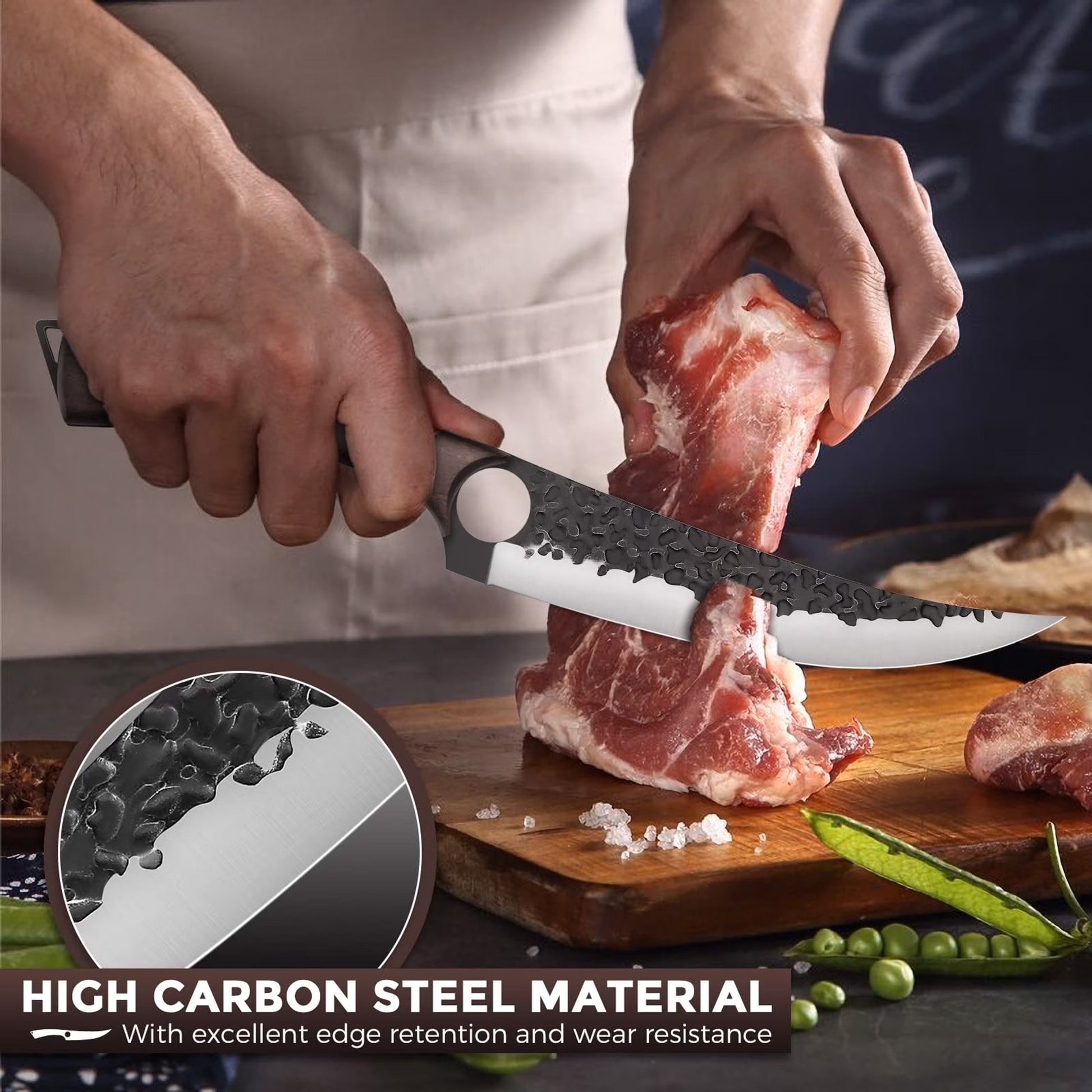 ACMETOP 7 Inch Boning Knife Hand Forgead Fillet Knife Full Tang Chef Knives Meat Vegetable Cleaver High Carbon Steel Kitchen Knives Christmas Gift for Men and Women